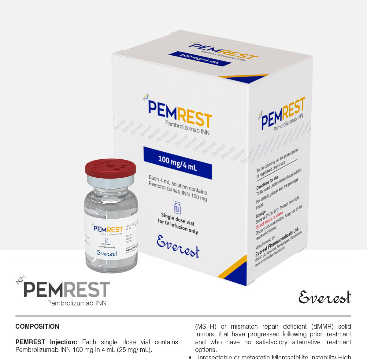 Pemrest (Pembrolizumab INN 100 mg/4 mL)