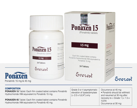Ponaxen 15(Ponatinib Hydrochloride INN equivalent to Ponatinib 15 mg)