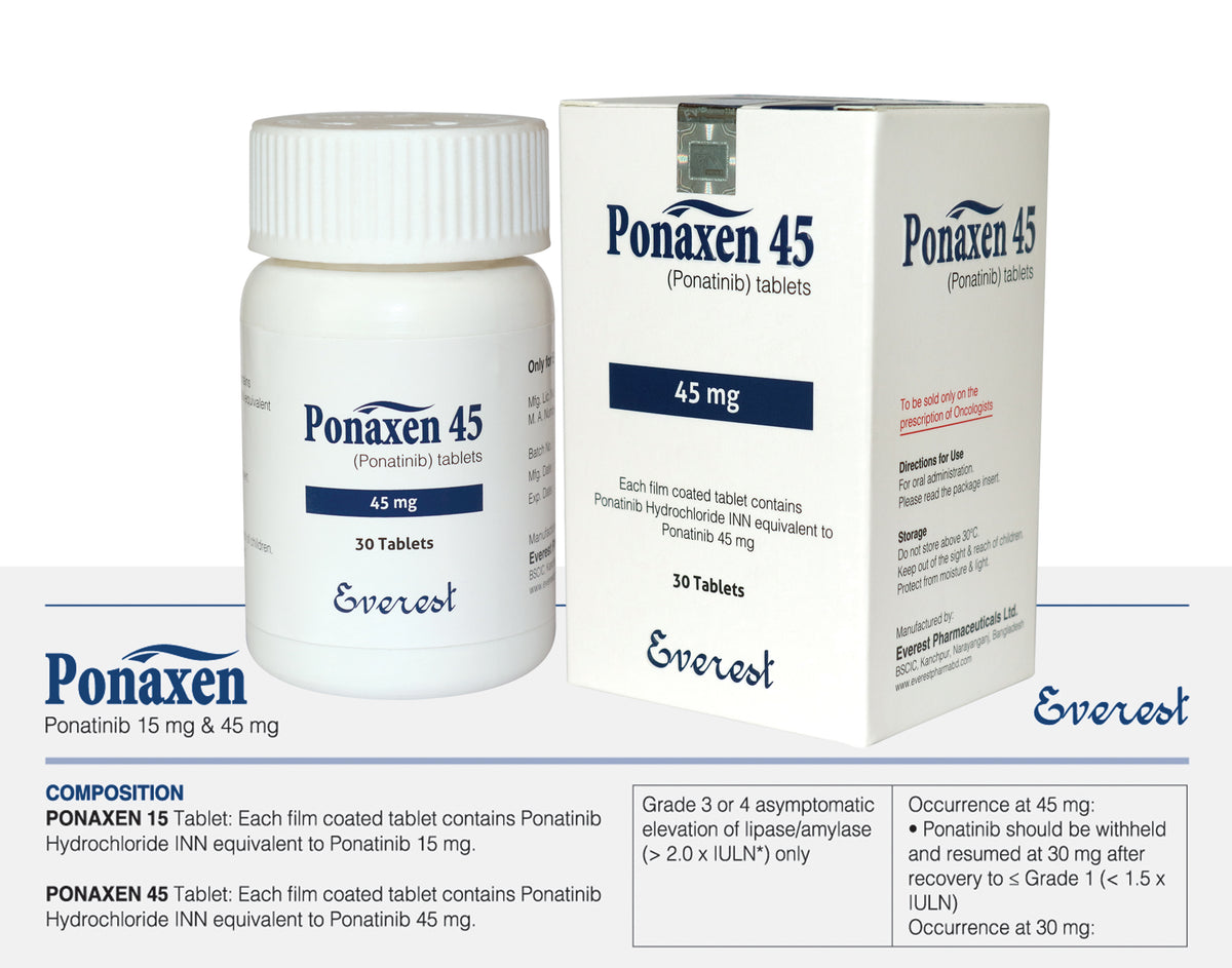 Ponaxen 45 (Ponatinib Hydrochloride INN equivalent to Ponatinib 45 mg)