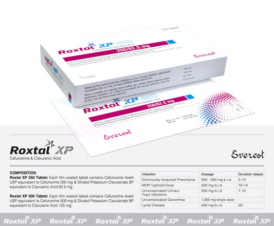 Roxtal XP 250 (Cefuroxime USP/Clavulanic Acid BP 250/62.5 mg Tablet)